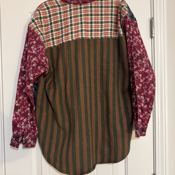 Patchwork Button Down Shirt - Multicolor - Picture 2 of 5